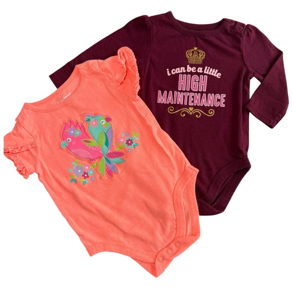 Garanimals Bodysuit Bundle Baby Girl Parrot Orange Red 6-9 Months